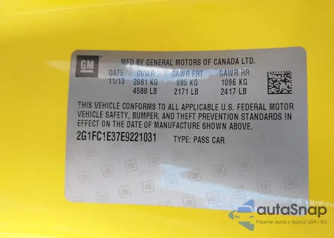 2014 Chevrolet Camaro 2Lt from USA, damaged, VIN 2G1FC1E37E9221031